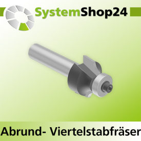 Systemshop24 Abrundfräser und Viertelstabfräser Kombination mit Achswinkel und Kugellager HM Z2 D18,7mm AL10,3mm R3mm GL54mm (2 1/8") S8mm RL