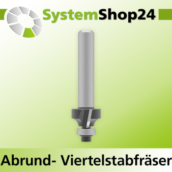 Systemshop24 Abrundfräser und Viertelstabfräser Kombination mit Achswinkel und Kugellager HM Z2 D15,9mm (5/8") AL7,9mm R1,6mm GL52mm S8mm RL