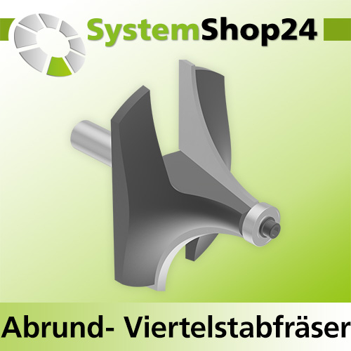 Systemshop24 Abrundfräser und Viertelstabfräser Kombination mit Achswinkel und Kugellager HM Z2 D88,9mm (3 1/2") AL44,5mm (1 3/4") R38,1mm (1 1/2") GL99mm S12mm RL