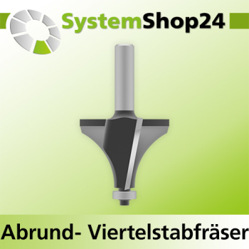 Systemshop24 Abrundfräser und Viertelstabfräser Kombination mit Achswinkel und Kugellager HM Z2 D88,9mm (3 1/2") AL44,5mm (1 3/4") R38,1mm (1 1/2") GL99mm S12mm RL