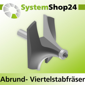 Systemshop24 Abrundfräser und Viertelstabfräser Kombination mit Achswinkel und Kugellager HM Z2 D88,9mm (3 1/2") AL44,5mm (1 3/4") R38,1mm (1 1/2") GL99mm S12mm RL