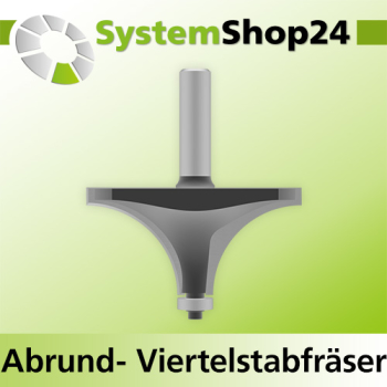 Systemshop24 Abrundfräser und Viertelstabfräser Kombination mit Achswinkel und Kugellager HM Z2 D82,5mm (3 1/4") AL41,3mm (1 5/8") R34,9mm (1 3/8") GL96mm S12mm RL