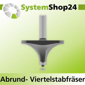 Systemshop24 Abrundfräser und Viertelstabfräser Kombination mit Achswinkel und Kugellager HM Z2 D76,2mm (3") AL38,1mm (1 1/2") R31,8mm (1 1/4") GL93mm S12mm RL