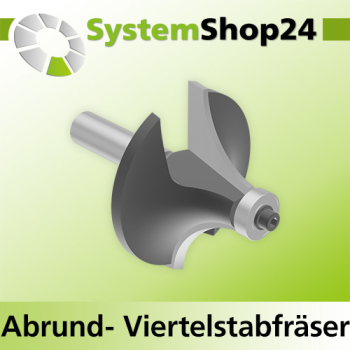 Systemshop24 Abrundfräser und Viertelstabfräser Kombination mit Achswinkel und Kugellager HM Z2 D63,5mm (2 1/2") AL31,8mm (1 1/4") R25,4mm (1") GL87mm S12mm RL