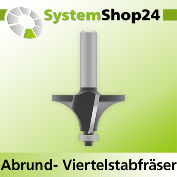 Systemshop24 Abrundfräser und Viertelstabfräser Kombination mit Achswinkel und Kugellager HM Z2 D57,1mm (2 1/4") AL28,6mm (1 1/8") R22,2mm (7/8") GL83mm S12mm RL