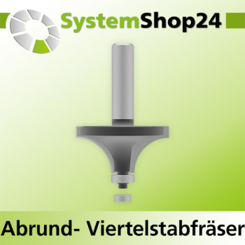 Systemshop24 Abrundfräser und Viertelstabfräser Kombination mit Achswinkel und Kugellager HM Z2 D50,8mm (2") AL25,4mm (1") R19mm (3/4") GL80mm S12mm RL