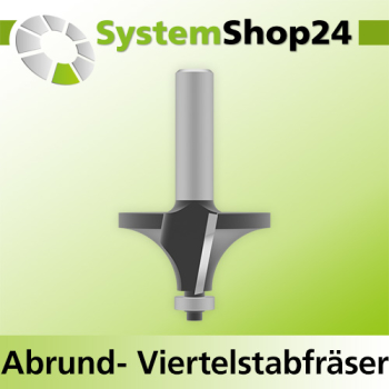 Systemshop24 Abrundfräser und Viertelstabfräser Kombination mit Achswinkel und Kugellager HM Z2 D50,8mm (2") AL25,4mm (1") R19mm (3/4") GL80mm S12mm RL