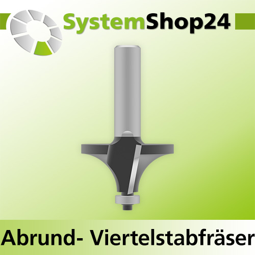 Systemshop24 Abrundfräser und Viertelstabfräser Kombination mit Achswinkel und Kugellager HM Z2 D44,5mm (1 3/4") AL22,2mm (7/8") R15,9mm (5/8") GL77mm S12mm RL
