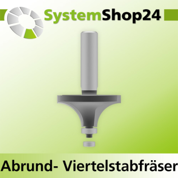 Systemshop24 Abrundfräser und Viertelstabfräser Kombination mit Achswinkel und Kugellager HM Z2 D44,5mm (1 3/4") AL22,2mm (7/8") R15,9mm (5/8") GL77mm S12mm RL