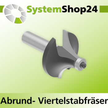 Systemshop24 Abrundfräser und Viertelstabfräser Kombination mit Achswinkel und Kugellager HM Z2 D44,5mm (1 3/4") AL22,2mm (7/8") R15,9mm (5/8") GL77mm S12mm RL