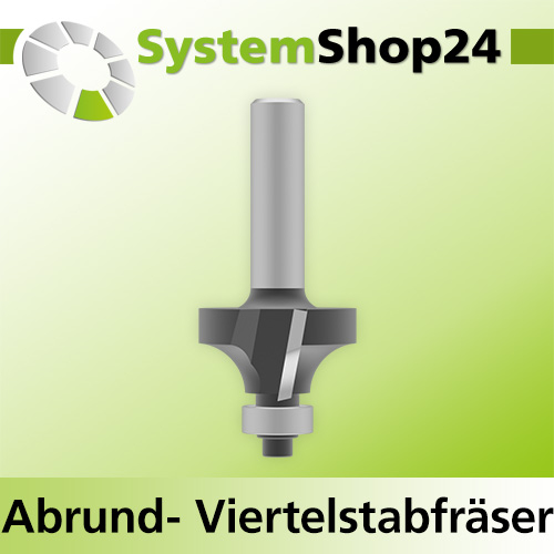 Systemshop24 Abrundfräser und Viertelstabfräser Kombination mit Achswinkel und Kugellager HM Z2 D38,1mm (1 1/2") AL19mm (3/4") R12,7mm (1/2") GL74mm S12mm RL