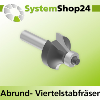 Systemshop24 Abrundfräser und Viertelstabfräser Kombination mit Achswinkel und Kugellager HM Z2 D38,1mm (1 1/2") AL19mm (3/4") R12,7mm (1/2") GL74mm S12mm RL