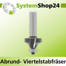 Systemshop24 Abrundfräser und Viertelstabfräser Kombination mit Achswinkel und Kugellager HM Z2 D31,8mm (1 1/4") AL16,7mm R9,5mm (3/8") GL71mm S12mm RL