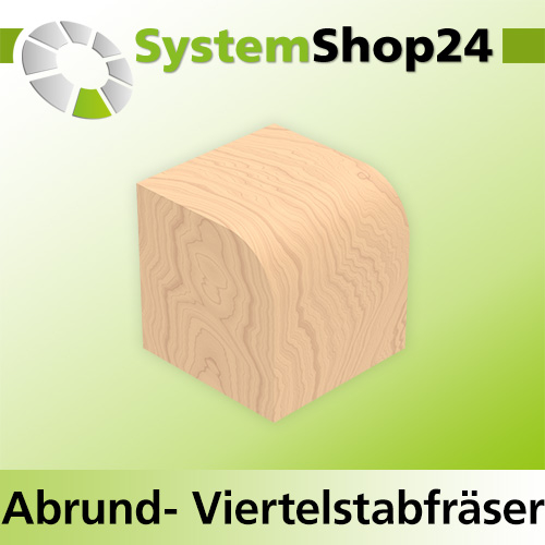 Systemshop24 Abrundfräser und Viertelstabfräser Kombination mit Achswinkel und Kugellager HM Z2 D25,4mm (1") AL13,5mm R6,4mm (1/4") GL68mm S12mm RL