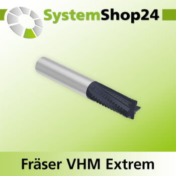 Systemshop24 VHM Extreme Spiralnutfräser mit Achswinkel und Spanbrecher D10mm AL25mm GL70mm S10mm RL
