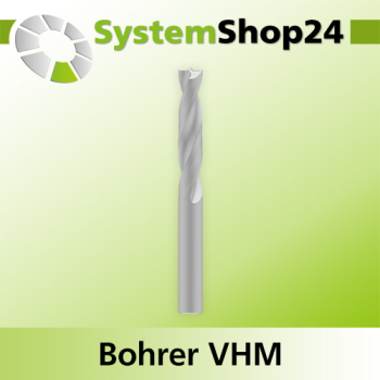 Systemshop24 VHM Spiralbohrer mit Zentrierspitze Z2 D10,5mm AL65mm GL110mm S11mm RL RD