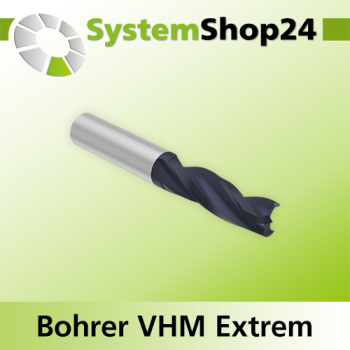 Systemshop24 VHM Extreme Dübellochbohrer Z3 D5mm AL20mm GL70mm S5mm RL RD