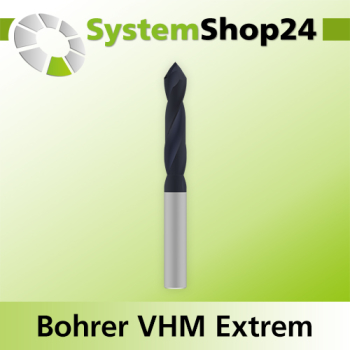 Systemshop24 VHM Extreme Durchgangslochbohrer Z2 D3mm AL30mm GL60mm S3mm RL RD
