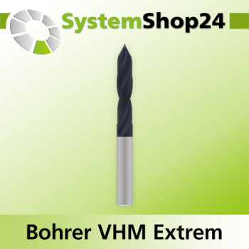 Systemshop24 VHM Extreme Durchgangslochbohrer Z2 D10mm AL65mm GL110mm S10mm RL RD