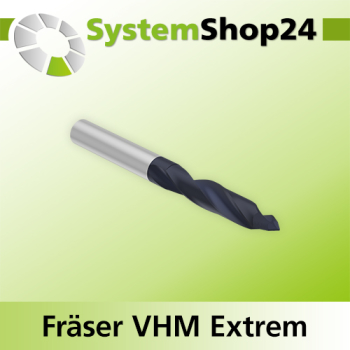 Systemshop24 VHM Extreme Durchgangslochbohrer Z2 D12mm AL70mm GL120mm S12mm RL RD