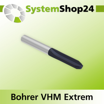 Systemshop24 VHM Extreme Bohrer mit Dachformspitze Z3 D4mm AL45mm GL90mm S4mm RL
