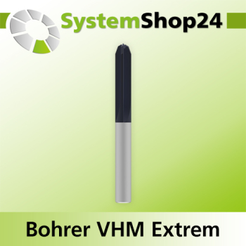 Systemshop24 VHM Extreme Bohrer mit Dachformspitze Z3 D6,5mm AL50mm GL100mm S7mm RL