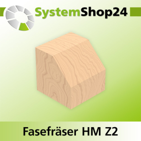 Systemshop24 Fasefräser mit Kugellager HM Z2 D20mm AL6,4mm (1/4") 45° GL50,5mm S6mm SL34mm RL