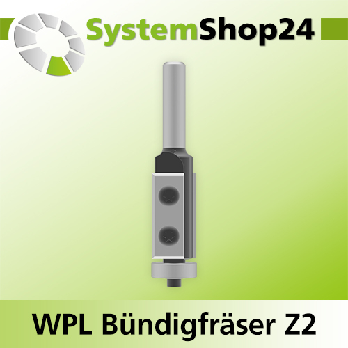Systemshop24 Wendeplatten-Bündigfräser mit Kugellager Z2 D16mm AL30mm GL79mm S8mm RL