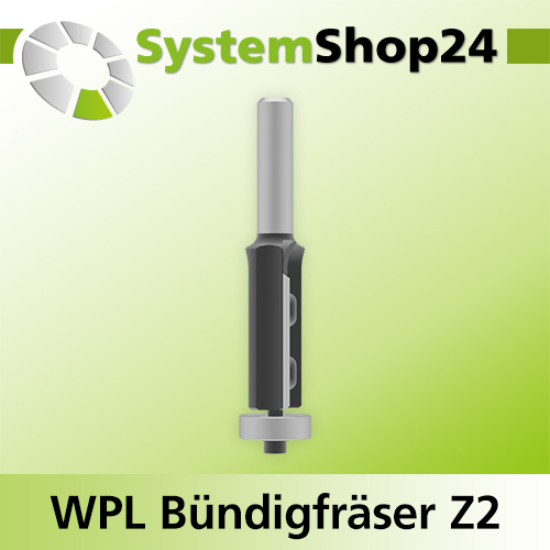 Systemshop24 Wendeplatten-Bündigfräser mit Kugellager Z2 D16mm AL30mm GL79mm S8mm RL