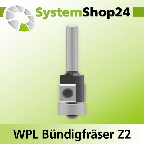 Systemshop24 Wendeplatten-Bündigfräser mit Kugellager Z2 D19mm (3/4") AL12mm GL62mm S8mm RL