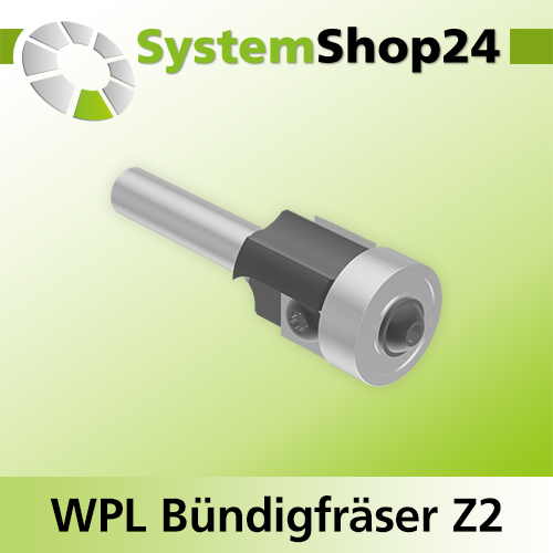 Systemshop24 Wendeplatten-Bündigfräser mit Kugellager Z2 D19mm (3/4") AL12mm GL62mm S8mm RL