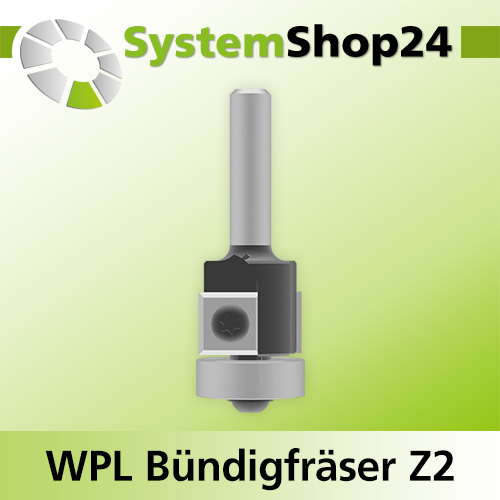 Systemshop24 Wendeplatten-Bündigfräser mit Kugellager Z2 D21mm AL12mm GL62mm S8mm RL