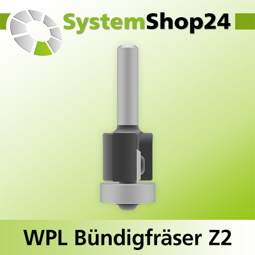 Systemshop24 Wendeplatten-Bündigfräser mit Kugellager Z2 D21mm AL12mm GL62mm S8mm RL