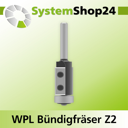 Systemshop24 Wendeplatten-Bündigfräser mit Kugellager Z2 D21mm AL30mm GL81mm S8mm RL