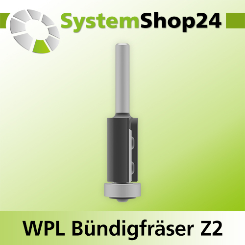 Systemshop24 Wendeplatten-Bündigfräser mit Kugellager Z2 D21mm AL30mm GL81mm S8mm RL