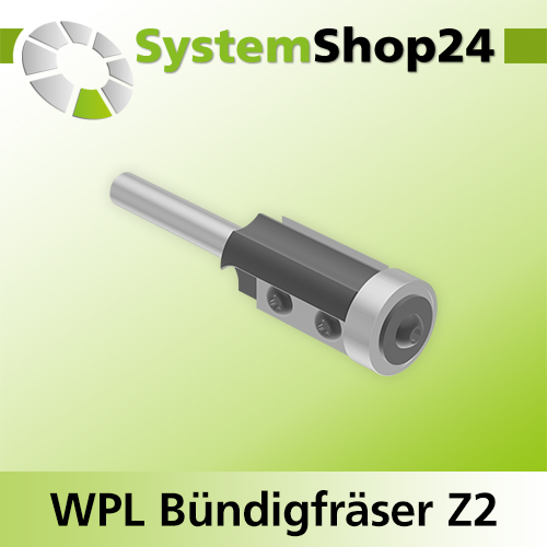 Systemshop24 Wendeplatten-Bündigfräser mit Kugellager Z2 D21mm AL30mm GL81mm S8mm RL