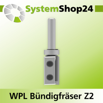 Systemshop24 Wendeplatten-Bündigfräser mit Kugellager am Schaft Z2 D16mm AL29,5mm GL70mm S8mm RL