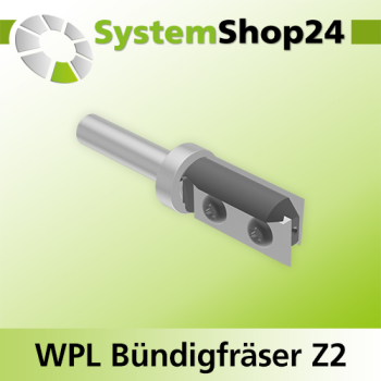 Systemshop24 Wendeplatten-Bündigfräser mit Kugellager am Schaft Z2 D16mm AL29,5mm GL70mm S8mm RL