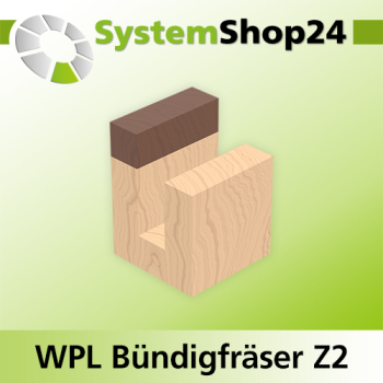 Systemshop24 Wendeplatten-Bündigfräser mit Kugellager am Schaft Z2 D16mm AL49,5mm GL90mm S8mm RL