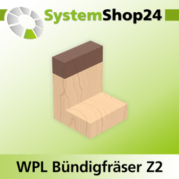 Systemshop24 Wendeplatten-Bündigfräser mit Kugellager am Schaft Z2 D16mm AL49,5mm GL90mm S8mm RL