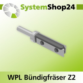 Systemshop24 Wendeplatten-Bündigfräser mit Kugellager am Schaft Z2 D16mm AL49,5mm GL90mm S8mm RL