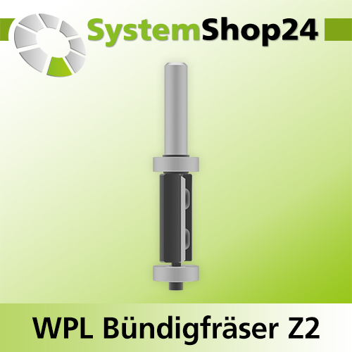 Systemshop24 Wendeplatten-Bündigfräser mit zwei Kugellagern Z2 D16mm AL30mm GL79mm S8mm RL
