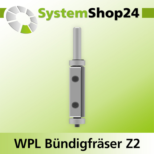 Systemshop24 Wendeplatten-Bündigfräser mit zwei Kugellagern Z2 D16mm AL50mm GL99mm S8mm RL