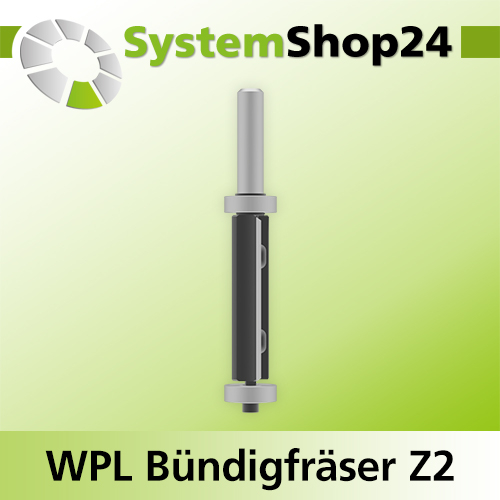 Systemshop24 Wendeplatten-Bündigfräser mit zwei Kugellagern Z2 D16mm AL50mm GL99mm S8mm RL