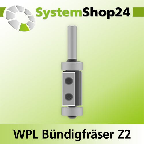 Systemshop24 Wendeplatten-Bündigfräser mit zwei Kugellagern Z2 D19mm (3/4") AL30mm GL83mm S8mm RL