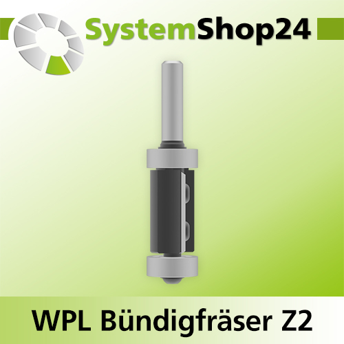 Systemshop24 Wendeplatten-Bündigfräser mit zwei Kugellagern Z2 D19mm (3/4") AL30mm GL83mm S8mm RL