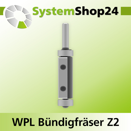 Systemshop24 Wendeplatten-Bündigfräser mit zwei Kugellagern Z2 D19mm (3/4") AL50mm GL103mm S8mm RL