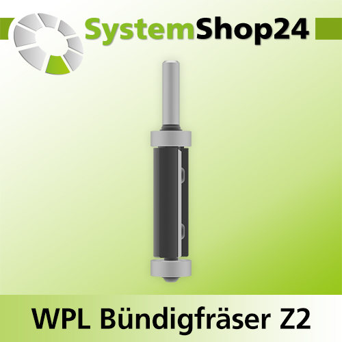 Systemshop24 Wendeplatten-Bündigfräser mit zwei Kugellagern Z2 D19mm (3/4") AL50mm GL103mm S8mm RL