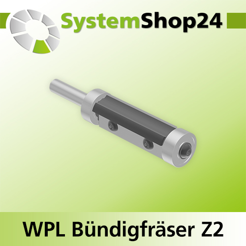Systemshop24 Wendeplatten-Bündigfräser mit zwei Kugellagern Z2 D19mm (3/4") AL50mm GL103mm S8mm RL