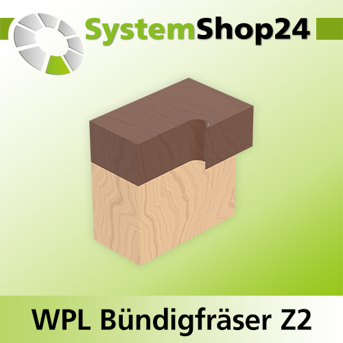 Systemshop24 Wendeplatten-Bündigfräser mit zwei Kugellagern Z2 D19mm (3/4") AL50mm GL103mm S8mm RL